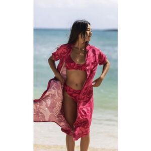 CITRINE Swim Shirt Dress in Pink Lotus Sz. L